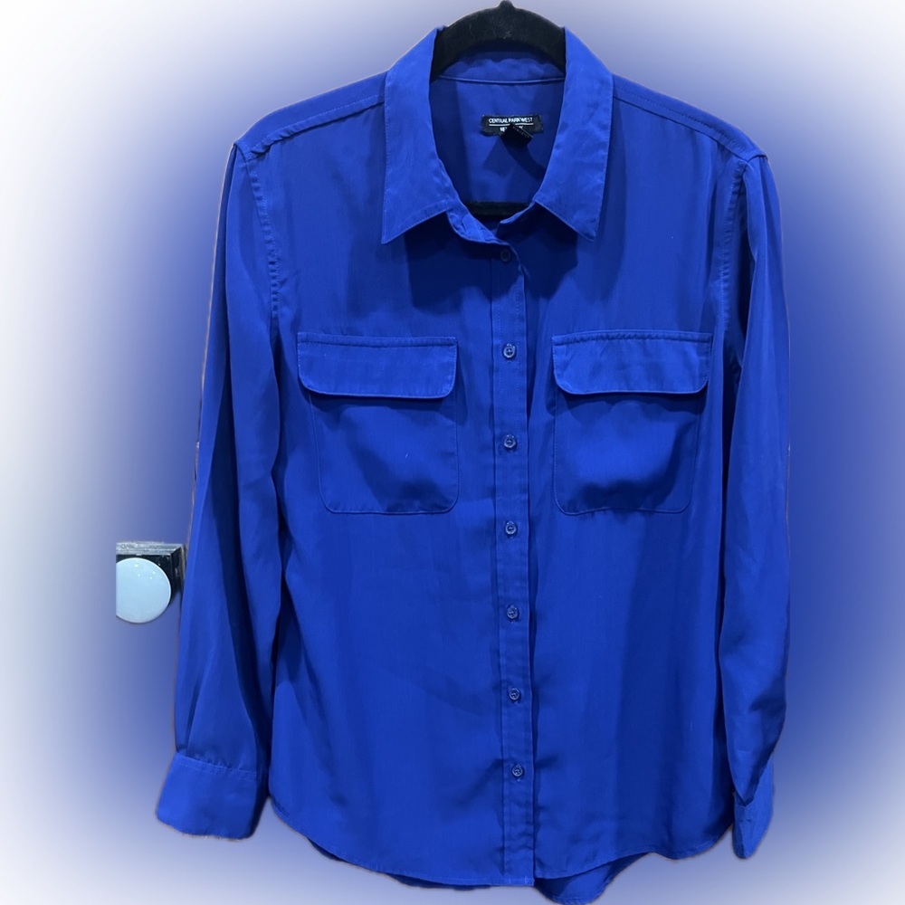 Central Park West NY Cobalt Blue Button-Up Shirt